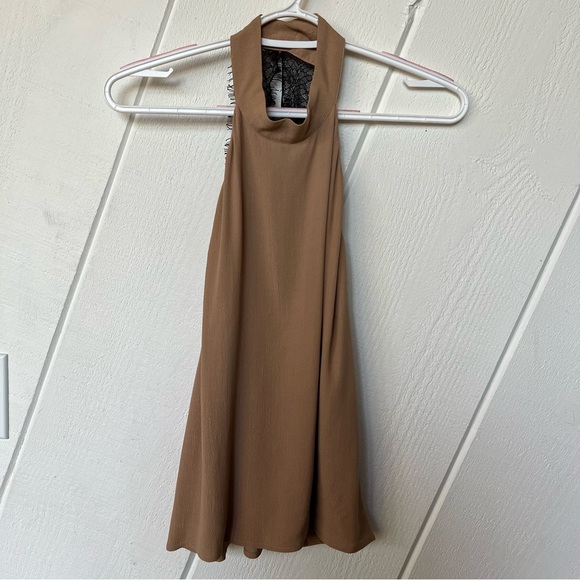 For Love & Lemons Camel Topanga Halter Lace Back Top - Picture 3 of 10